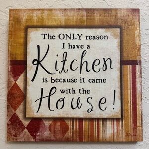 Rustic Farmhouse Kitchen Humor Canvas Wall Art Sign Quote